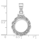 Indlæs billede til gallerivisning 14K White Gold Rope Edge US $1 Dollar Type 1 and 2 Peso Coin Holder Bezel Pendant Charm Screw Top for 13 mm Coins
