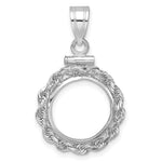 Indlæs billede til gallerivisning 14K White Gold Rope Edge US $1 Dollar Type 1 and 2 Peso Coin Holder Bezel Pendant Charm Screw Top for 13 mm Coins

