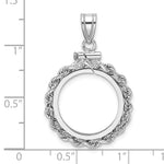 Indlæs billede til gallerivisning 14K White Gold Rope Edge 1/10 oz American Eagle Krugerrand Coin Holder Bezel Pendant Charm Screw Top for 16.5 mm Coins
