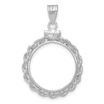 Carregar imagem no visualizador da galeria, 14K White Gold Rope Edge US $2.50 Dollar Liberty Indian Barber Dime Mercury Dime Coin Holder Bezel Pendant Charm Screw Top for 17.8 mm Coins
