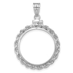Load image into Gallery viewer, 14K White Gold Rope Edge US $5 Dollar Liberty Indian Statue of Liberty Bald Eagle Congressional Coin Holder Bezel Pendant Charm Screw Top for 21.6 mm Coins
