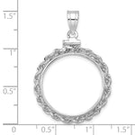 Load image into Gallery viewer, 14K White Gold Rope Edge US $5 Dollar Liberty Indian Statue of Liberty Bald Eagle Congressional Coin Holder Bezel Pendant Charm Screw Top for 21.6 mm Coins
