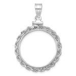 Load image into Gallery viewer, 14K White Gold Rope Edge US $5 Dollar Liberty Indian Statue of Liberty Bald Eagle Congressional Coin Holder Bezel Pendant Charm Screw Top for 21.6 mm Coins

