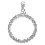 Load image into Gallery viewer, 14K White Gold Rope Edge 1/2 oz American Eagle Panda US $10 Dollar Liberty Indian Coin Holder Bezel Pendant Charm Screw Top for 27 mm Coins
