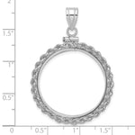 Load image into Gallery viewer, 14K White Gold Rope Edge 1/2 oz American Eagle Panda US $10 Dollar Liberty Indian Coin Holder Bezel Pendant Charm Screw Top for 27 mm Coins

