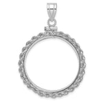 Load image into Gallery viewer, 14K White Gold Rope Edge 1/2 oz American Eagle Panda US $10 Dollar Liberty Indian Coin Holder Bezel Pendant Charm Screw Top for 27 mm Coins
