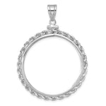 Indlæs billede til gallerivisning 14K White Gold Rope Edge 1 oz American Eagle Cat Krugerrand Coin Holder Bezel Pendant Charm Screw Top for 32.7 mm Coins
