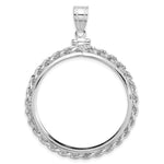 Indlæs billede til gallerivisning 14K White Gold Rope Edge 1 oz American Eagle Cat Krugerrand Coin Holder Bezel Pendant Charm Screw Top for 32.7 mm Coins
