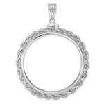 Indlæs billede til gallerivisning 14K White Gold Rope Edge 50 Peso Coin Holder Bezel Pendant Charm Screw Top for 37 mm Coins
