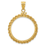 Afbeelding in Gallery-weergave laden, 14K Yellow Gold Rope Edge 1/2 oz American Eagle Panda US $10 Dollar Liberty Indian Coin Holder Bezel Pendant Charm Screw Top for 27 mm Coins

