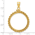 Afbeelding in Gallery-weergave laden, 14K Yellow Gold Rope Edge 1/2 oz American Eagle Panda US $10 Dollar Liberty Indian Coin Holder Bezel Pendant Charm Screw Top for 27 mm Coins

