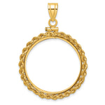 Load image into Gallery viewer, 14K Yellow Gold Rope Edge 1/2 oz Maple Leaf Australian Nugget Kangaroo Koala Coin Holder Bezel Pendant Charm Screw Top for 25 mm Coins
