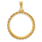 Load image into Gallery viewer, 14K Yellow Gold Rope Edge 1 oz Maple Leaf 1/2 oz Cat Coin Holder Bezel Pendant Charm Screw Top for 30 mm Coins
