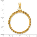 Load image into Gallery viewer, 14K Yellow Gold Rope Edge 1 oz Maple Leaf 1/2 oz Cat Coin Holder Bezel Pendant Charm Screw Top for 30 mm Coins
