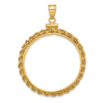 Load image into Gallery viewer, 14K Yellow Gold Rope Edge 1 oz Maple Leaf 1/2 oz Cat Coin Holder Bezel Pendant Charm Screw Top for 30 mm Coins
