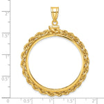 Load image into Gallery viewer, 14K Yellow Gold Rope Edge 50 Peso Coin Holder Bezel Pendant Charm Screw Top for 37 mm Coins
