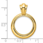 Загрузить изображение в средство просмотра галереи, 14k Yellow Gold Prong Coin Bezel Holder for 16.5mm Coins or 1/10 oz American Eagle 1/10 oz Krugerrand Concentric Circle Design Pendant Charm
