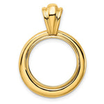 Загрузить изображение в средство просмотра галереи, 14k Yellow Gold Prong Coin Bezel Holder for 16.5mm Coins or 1/10 oz American Eagle 1/10 oz Krugerrand Concentric Circle Design Pendant Charm
