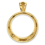 Загрузить изображение в средство просмотра галереи, 14k Yellow Gold Prong Coin Bezel Holder for 21.6mm Coins or US $5 Dollar Liberty Indian Statue of Liberty Bald Eagle Congressional Concentric Circle Design Pendant Charm
