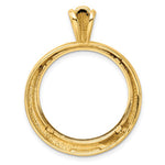 Załaduj obraz do przeglądarki galerii, 14k Yellow Gold Prong Coin Bezel Holder for 22mm Coins or 1/4 oz American Eagle US $5 Dollar Jamestown 1/4 oz Panda 2 Rand Concentric Circle Pendant Charm
