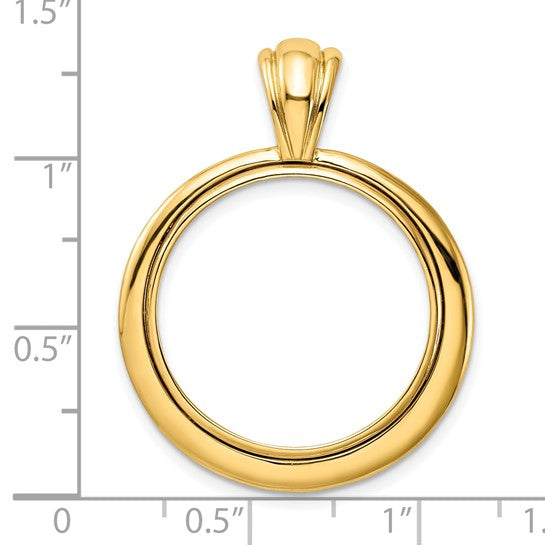 14k Yellow Gold Prong Coin Bezel Holder for 22mm Coins or 1/4 oz American Eagle US $5 Dollar Jamestown 1/4 oz Panda 2 Rand Concentric Circle Pendant Charm