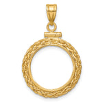 Load image into Gallery viewer, 14K Yellow Gold Wheat Chain 1/10 oz Maple Leaf Philharmonic Australian Nugget Kangaroo Coin Holder Bezel Pendant Charm Screw Top for 16 mm Coins

