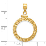 Load image into Gallery viewer, 14K Yellow Gold Wheat Chain 1/10 oz Maple Leaf Philharmonic Australian Nugget Kangaroo Coin Holder Bezel Pendant Charm Screw Top for 16 mm Coins
