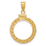 Load image into Gallery viewer, 14K Yellow Gold Wheat Chain 1/10 oz Maple Leaf Philharmonic Australian Nugget Kangaroo Coin Holder Bezel Pendant Charm Screw Top for 16 mm Coins
