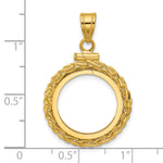 Load image into Gallery viewer, 14K Yellow Gold Wheat Chain 1/10 oz American Eagle Krugerrand Coin Holder Bezel Pendant Charm Screw Top for 16.5 mm Coins

