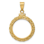 Załaduj obraz do przeglądarki galerii, 14K Yellow Gold Wheat Chain US $2.50 Dollar Liberty Indian Barber Dime Mercury Dime Coin Holder Bezel Pendant Charm Screw Top for 17.8 mm Coins
