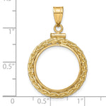 Załaduj obraz do przeglądarki galerii, 14K Yellow Gold Wheat Chain US $2.50 Dollar Liberty Indian Barber Dime Mercury Dime Coin Holder Bezel Pendant Charm Screw Top for 17.8 mm Coins
