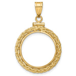 Załaduj obraz do przeglądarki galerii, 14K Yellow Gold Wheat Chain US $2.50 Dollar Liberty Indian Barber Dime Mercury Dime Coin Holder Bezel Pendant Charm Screw Top for 17.8 mm Coins
