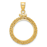 Indlæs billede til gallerivisning 14K Yellow Gold Wheat Chain US Dime 1/10 oz Panda Cat Coin Holder Bezel Pendant Charm Screw Top for 18 mm Coins
