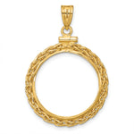 Load image into Gallery viewer, 14K Yellow Gold Wheat Chain 1/4 oz Gold Maple Leaf Coin Holder Bezel Pendant Charm Screw Top for 20.2 mm Coins
