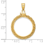 Load image into Gallery viewer, 14K Yellow Gold Wheat Chain 1/4 oz Gold Maple Leaf Coin Holder Bezel Pendant Charm Screw Top for 20.2 mm Coins
