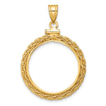 Load image into Gallery viewer, 14K Yellow Gold Wheat Chain 1/4 oz Gold Maple Leaf Coin Holder Bezel Pendant Charm Screw Top for 20.2 mm Coins
