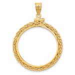 Indlæs billede til gallerivisning 14K Yellow Gold Wheat Chain 1/2 oz Maple Leaf Australian Nugget Kangaroo Koala Coin Holder Bezel Pendant Charm Screw Top for 25 mm Coins
