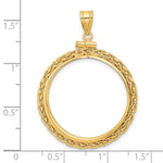 Indlæs billede til gallerivisning 14K Yellow Gold Wheat Chain 1/2 oz Maple Leaf Australian Nugget Kangaroo Koala Coin Holder Bezel Pendant Charm Screw Top for 25 mm Coins

