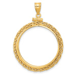 Indlæs billede til gallerivisning 14K Yellow Gold Wheat Chain 1/2 oz Maple Leaf Australian Nugget Kangaroo Koala Coin Holder Bezel Pendant Charm Screw Top for 25 mm Coins
