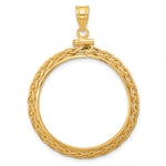 Load image into Gallery viewer, 14K Yellow Gold Wheat Chain 1/2 oz American Eagle Panda US $10 Dollar Liberty Indian Coin Holder Bezel Pendant Charm Screw Top for 27 mm Coins
