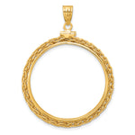 Load image into Gallery viewer, 14K Yellow Gold Wheat Chain 1 oz Maple Leaf 1/2 oz Cat Coin Holder Bezel Pendant Charm Screw Top for 30 mm Coins
