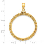 Load image into Gallery viewer, 14K Yellow Gold Wheat Chain 1 oz Maple Leaf 1/2 oz Cat Coin Holder Bezel Pendant Charm Screw Top for 30 mm Coins

