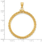 Carregar imagem no visualizador da galeria, 14K Yellow Gold Wheat Chain 1 oz American Eagle Cat Krugerrand Coin Holder Bezel Pendant Charm Screw Top for 32.7 mm Coins
