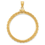 Carregar imagem no visualizador da galeria, 14K Yellow Gold Wheat Chain 1 oz American Eagle Cat Krugerrand Coin Holder Bezel Pendant Charm Screw Top for 32.7 mm Coins
