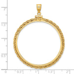 Load image into Gallery viewer, 14K Yellow Gold Wheat Chain 50 Peso Coin Holder Bezel Pendant Charm Screw Top for 37 mm Coins
