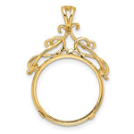 Carica l&#39;immagine nel visualizzatore di Gallery, 14k Yellow Gold Filigree Ornate Prong Coin Bezel Holder Pendant Charm for 16.5mm Coins 1/10 oz American Eagle 1/10 oz Krugerrand

