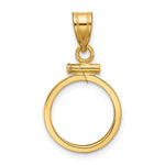 Załaduj obraz do przeglądarki galerii, 10K Yellow Gold 14 mm Coin Holder Bezel Pendant Screw Top for Panda Maple Leaf Kangaroo and Cat Coins
