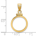 Load image into Gallery viewer, 10K Yellow Gold 2.5 Peso Coin Holder Bezel Pendant Screw Top for 15.5 mm Coins
