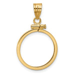 Ladda upp bild till gallerivisning, 14k Yellow Gold Screw Top Coin Bezel Holder for 17.8mm Coins or US $2.50 Dollar Liberty US $2.50 Dollar Indian or Barber Dime or Mercury Dime Pendant Charm
