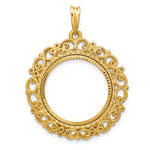 Load image into Gallery viewer, 14K Yellow Gold Coin Holder for 19.5mm Coins 10 Mark Friedrich 1 Rand Gold Half Sovereign Victorian Style Bezel Prong Pendant Charm
